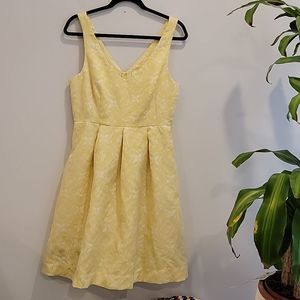 Moulinette Soeurs by Anthropologie Yellow Blush Floral Embroidered V-Neck Dress